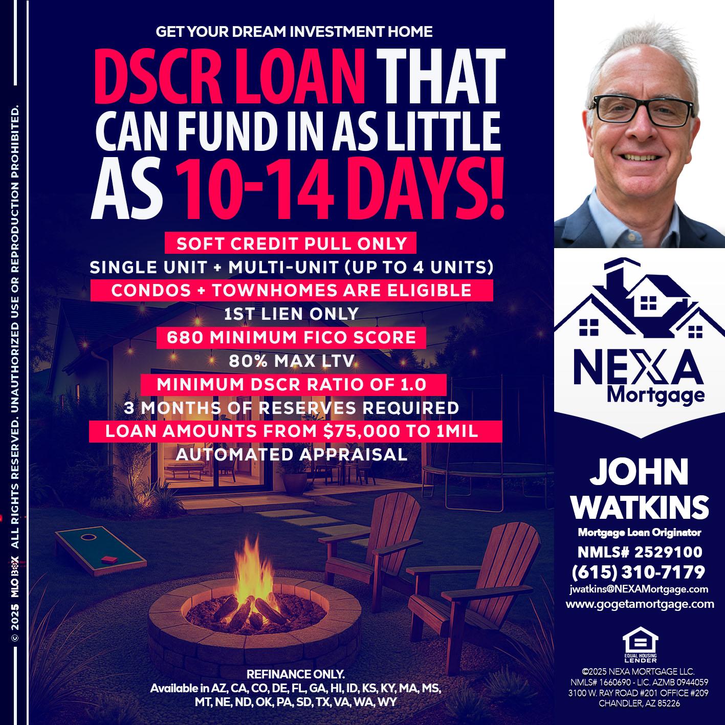 DSCR LOAN - John Watkins -Mortgage Loan Originator