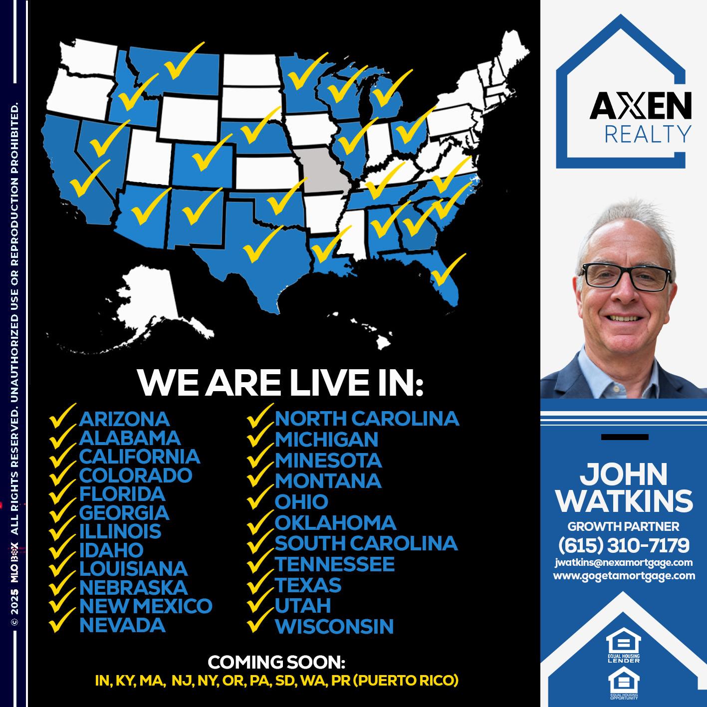 new states unlocked - John Watkins -Mortgage Loan Originator