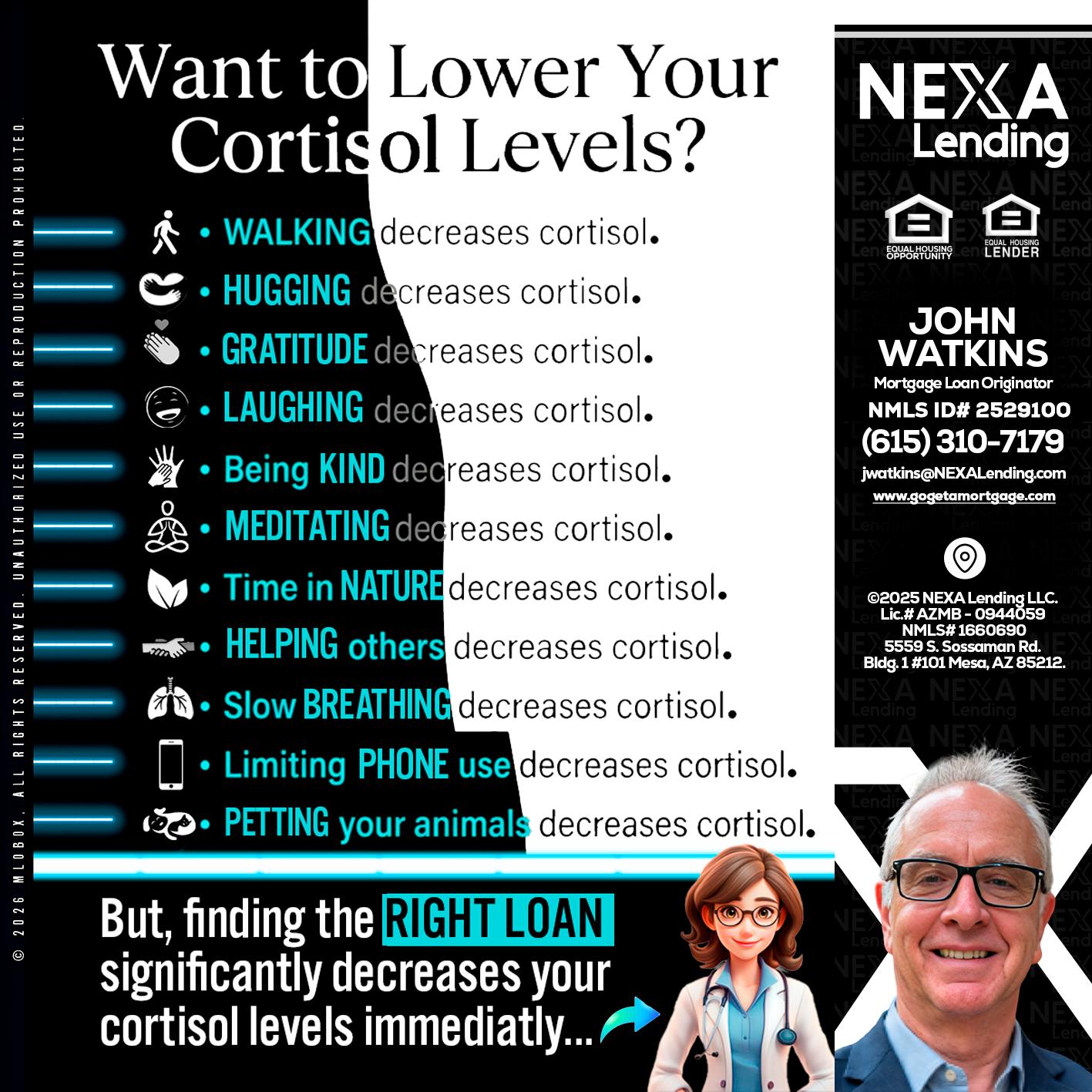Want to lower Your Cortisol Levels? - John Watkins -Mortgage Loan Originator