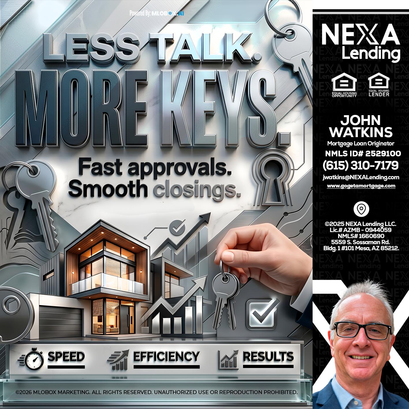 LESS TALK, MORE KEYS! - John Watkins -Mortgage Loan Originator