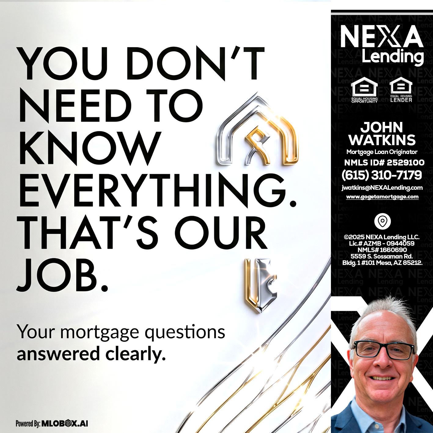 THAT IS OUR JOB - John Watkins -Mortgage Loan Originator